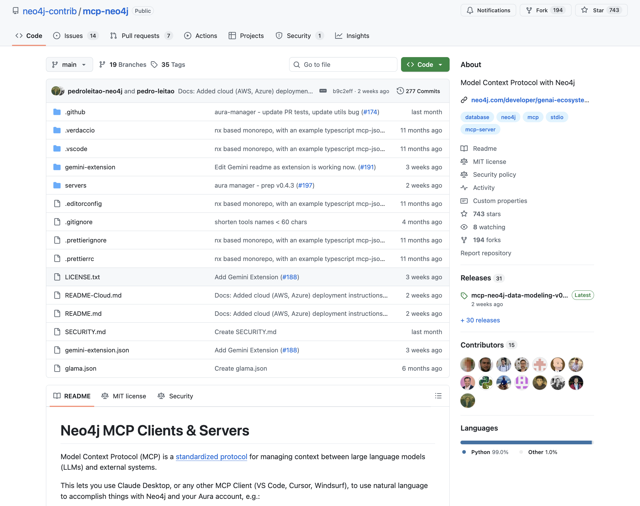 Neo4j MCP GitHub repository
